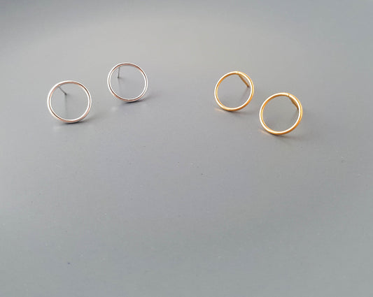 Gold Plated and Sterling Silver Open Circle Earrings
