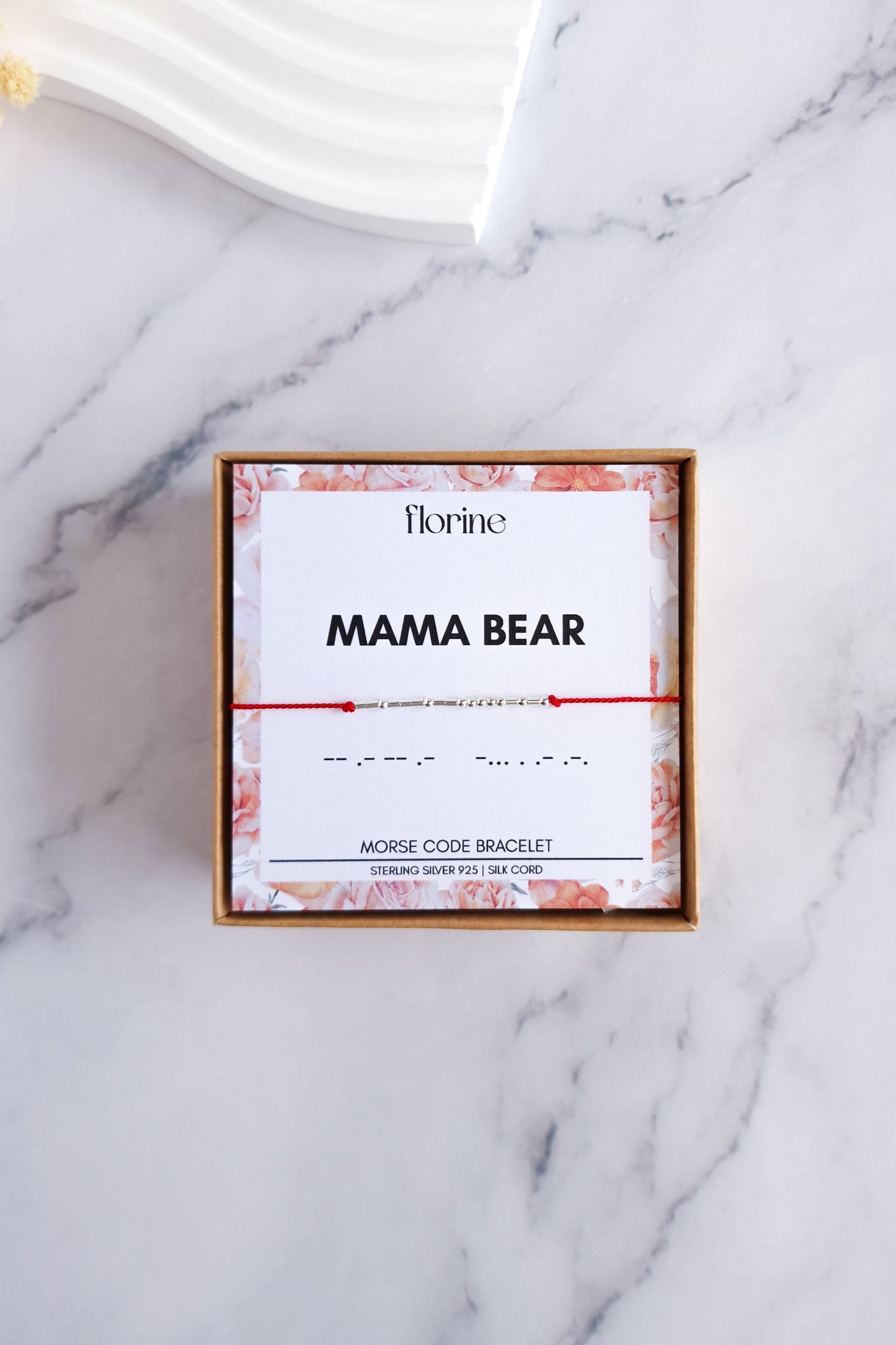 Mama Bear Sterling Silver Morse Code Bracelet