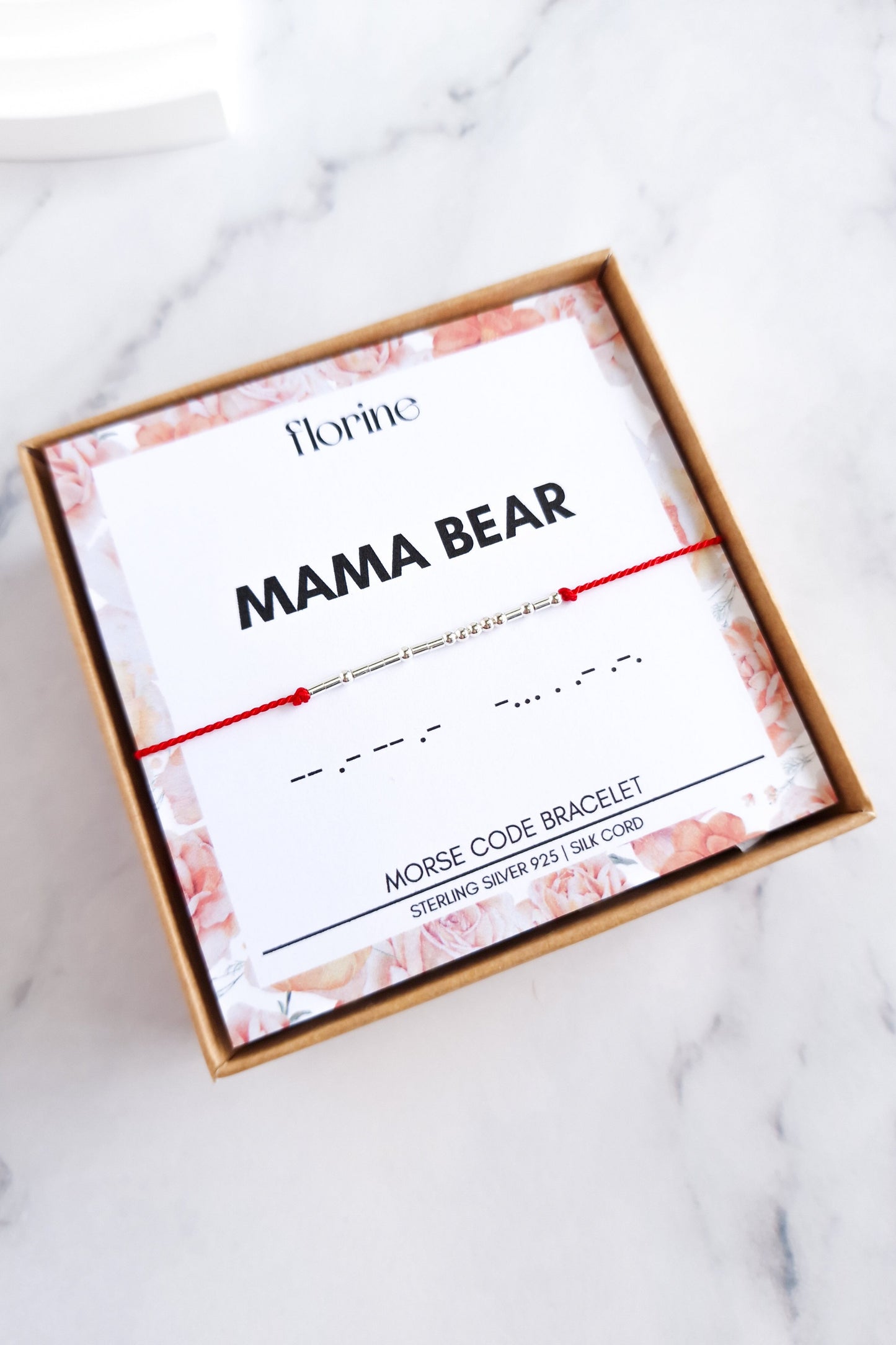 Mama Bear Sterling Silver Morse Code Bracelet