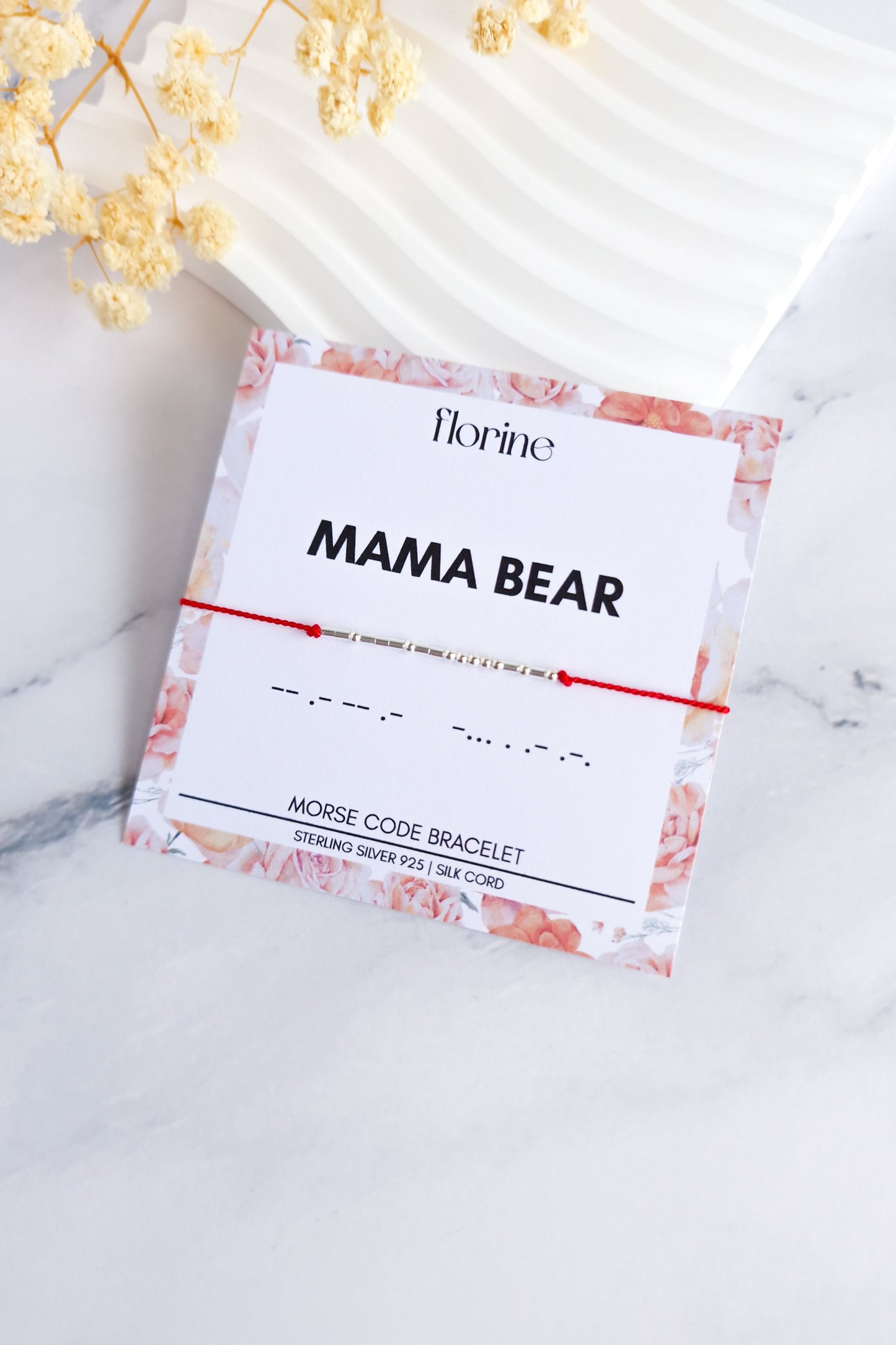 Mama Bear Sterling Silver Morse Code Bracelet