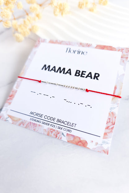 Mama Bear Sterling Silver Morse Code Bracelet